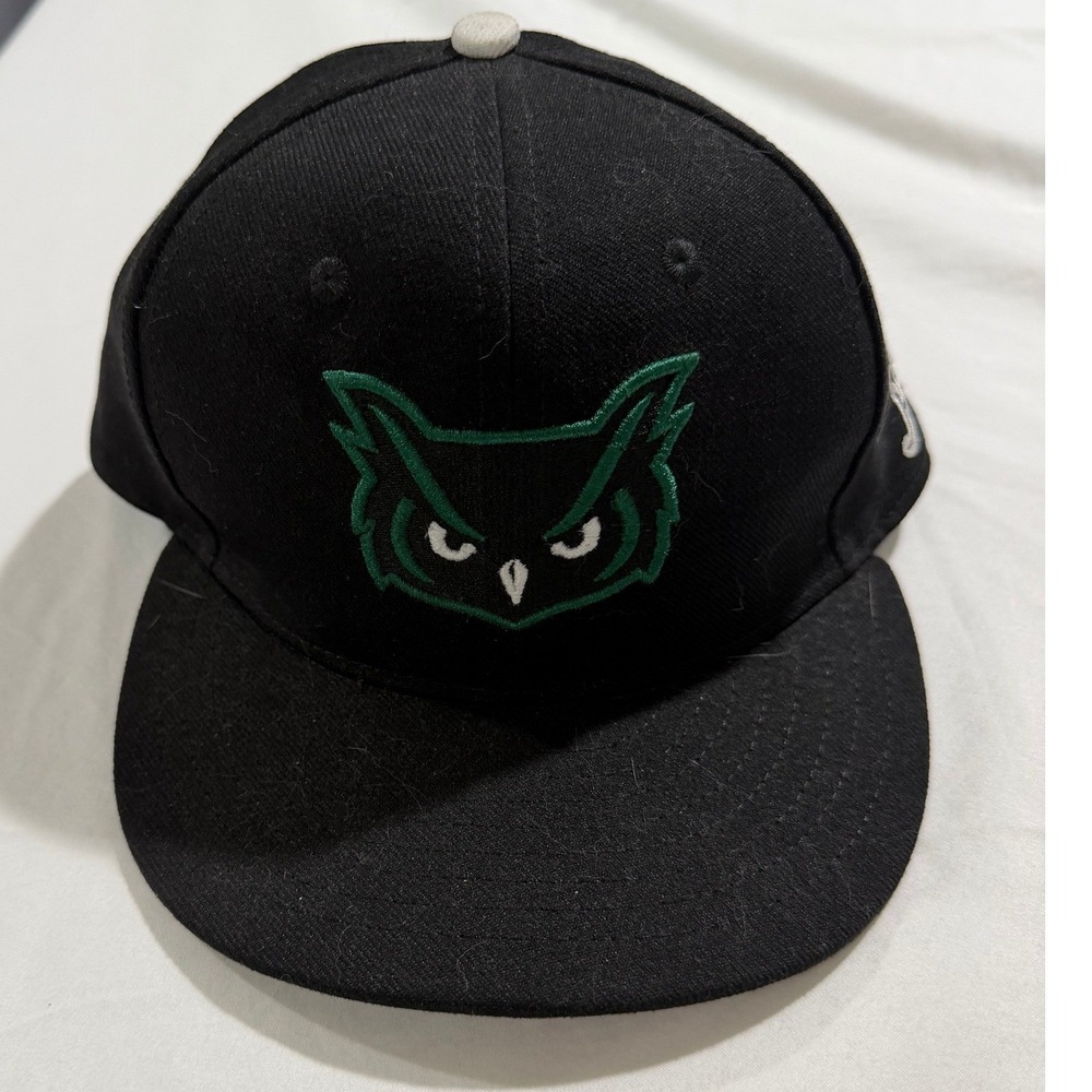 Oakton Owls J-DUB Fitted Baseball Cap Black Green Size 7 Flat Bill Hat